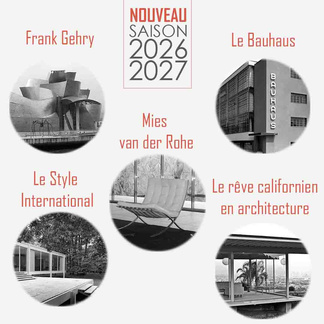 Badge promotionnel du forfait annuel 2026-2027 proposant 15 visioconférences en histoire du design et de l’architecture